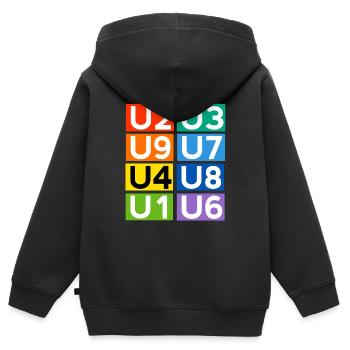 Berliner U-Bahn - Kinder Premium Organic Zip Hoodie - Schwarz - Hinten - AI Model Kid Male (0cm)