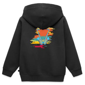Saxophones - Sweat Premium à capuche zippé enfant bio - noir - Dos - AI Model Kid Male (0cm)