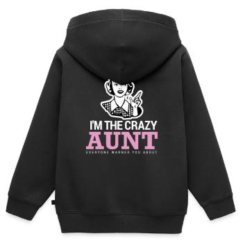 Lustige Tante Design Crazy Tante Design - Kinder Premium Organic Zip Hoodie - Schwarz - Hinten - AI Model Kid Male (0cm)
