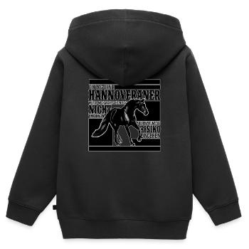 Pferdezucht Hannoveraner, Pferde - Kinder Premium Organic Zip Hoodie - Schwarz - Hinten - AI Model Kid Male (0cm)