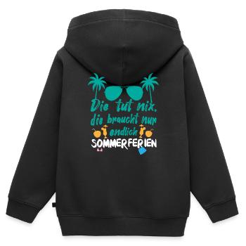 Sie braucht Sommerferien - Kinder Premium Organic Zip Hoodie - Schwarz - Hinten - AI Model Kid Male (0cm)