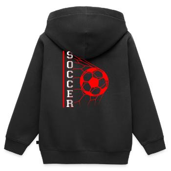 FUSSBALLTOR by The Manzanita`s - Kinder Premium Organic Zip Hoodie - Schwarz - Hinten - AI Model Kid Male (0cm)
