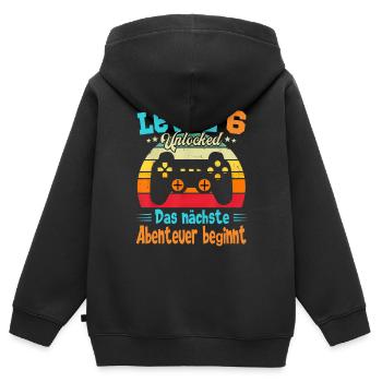 Gamer Geburtstag Level 6 Jahre Geburtstagsshirt - Kinder Premium Organic Zip Hoodie - Schwarz - Hinten - AI Model Kid Male (0cm)