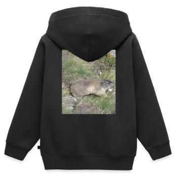 Murmeltier - Kinder Premium Organic Zip Hoodie - Schwarz - Hinten - AI Model Kid Male (0cm)