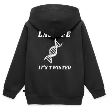 LABLIFE IT'S TWISTED- DNA - Kinder Premium Organic Zip Hoodie - Schwarz - Hinten - AI Model Kid Male (0cm)