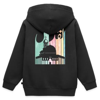 Jérusalem Jerusalem Palestine القدس الاقصى فلسطين - Sweat Premium à capuche zippé enfant bio - noir - Dos - AI Model Kid Male (0cm)