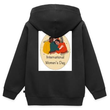 International Womes Day - Kinder Premium Organic Zip Hoodie - Schwarz - Hinten - AI Model Kid Male (0cm)