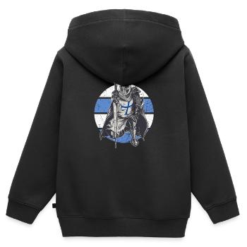 Ritter Blau Weiß Templerorden Mittelalter Rüstung - Kinder Premium Organic Zip Hoodie - Schwarz - Hinten - AI Model Kid Male (0cm)