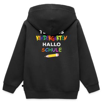 Einschulung ABC Tschüss Kindergarten Hallo Schule - Kinder Premium Organic Zip Hoodie - Schwarz - Hinten - AI Model Kid Male (0cm)