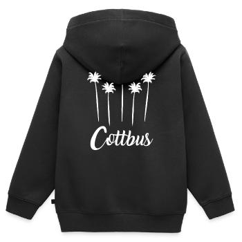 cottbus - Kinder Premium Organic Zip Hoodie - Schwarz - Hinten - AI Model Kid Male (0cm)
