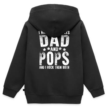 ich habe zwei Titel Papa und Pops - Kinder Premium Organic Zip Hoodie - Schwarz - Hinten - AI Model Kid Male (0cm)