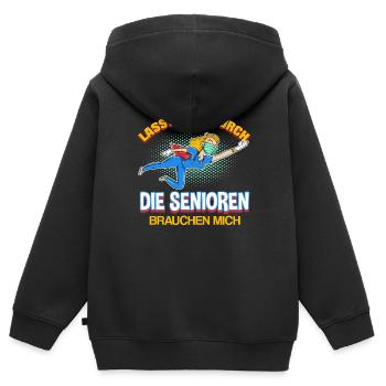 Lasst mich durch die Senioren brauchen mich - Kinder Premium Organic Zip Hoodie - Schwarz - Hinten - AI Model Kid Male (0cm)