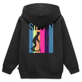 Kinder 7 Geburtstag Retro Roller Scooter Mädchen - Kinder Premium Organic Zip Hoodie - Schwarz - Hinten - AI Model Kid Male (0cm)