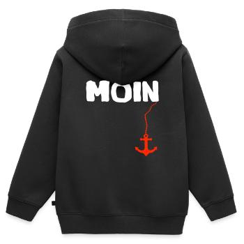 Moin | Begrüßung Norddeutschland Küste Norden - Kinder Premium Organic Zip Hoodie - Schwarz - Hinten - AI Model Kid Male (0cm)