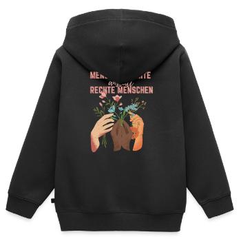 menschenrechte anstatt rechte menschen - Kinder Premium Organic Zip Hoodie - Schwarz - Hinten - AI Model Kid Male (0cm)