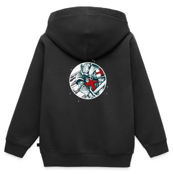 Chevalier Templier Guerrier Chevaliers - Sweat Premium à capuche zippé enfant bio - noir - Dos - AI Model Kid Male (0cm)