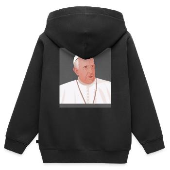 Pape François Vatican Vatican Saint-Pierre - Sweat Premium à capuche zippé enfant bio - noir - Dos - AI Model Kid Male (0cm)