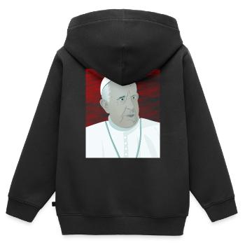 Pape François Vatican Vatican Saint-Pierre - Sweat Premium à capuche zippé enfant bio - noir - Dos - AI Model Kid Male (0cm)
