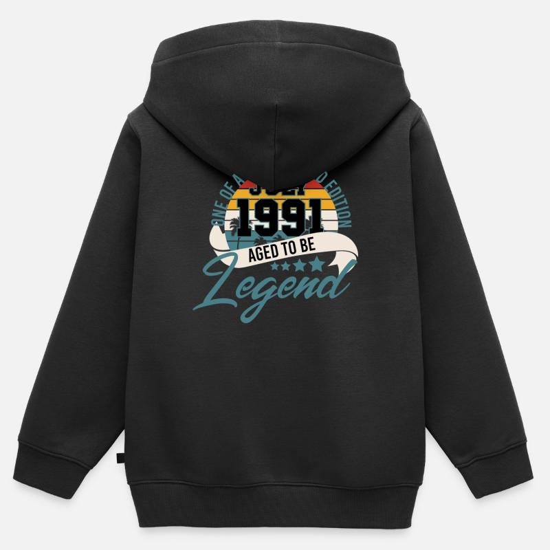 Vintage 30e anniversaire juillet 1991 - Sweat Premium à capuche zippé enfant bio - noir