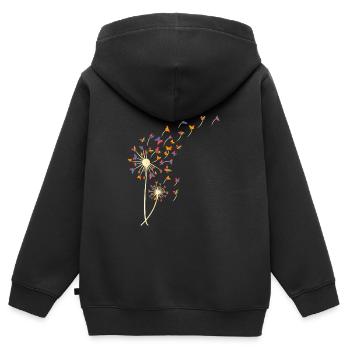 Löwenzahn bunte Schmetterling - Kinder Premium Organic Zip Hoodie - Schwarz - Hinten - AI Model Kid Male (0cm)