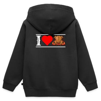 Ich liebe Brathähnchen mit Herz cooles lustiges - Kinder Premium Organic Zip Hoodie - Schwarz - Hinten - AI Model Kid Male (0cm)