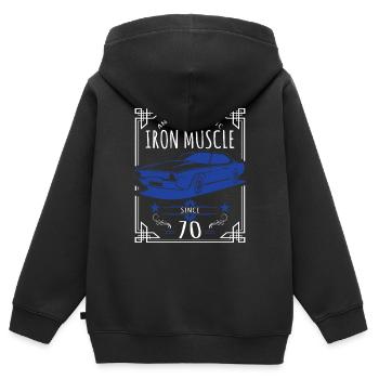 Classic Iron Muscle Vintage Car Design - Kinder Premium Organic Zip Hoodie - Schwarz - Hinten - AI Model Kid Male (0cm)