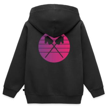 Hobby Horsing cheval de bataille croisé - Sweat Premium à capuche zippé enfant bio - noir - Dos - AI Model Kid Male (0cm)