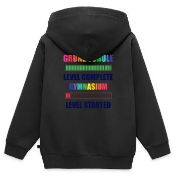 Grundschule Level Complete Gymnasium Level Started - Kinder Premium Organic Zip Hoodie - Schwarz - Hinten - AI Model Kid Male (0cm)