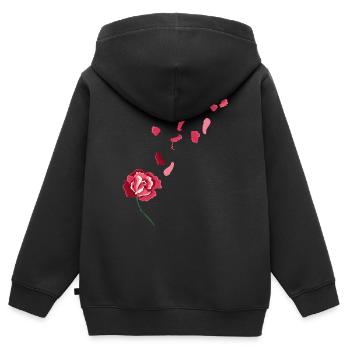 Rote Rose - Kinder Premium Organic Zip Hoodie - Schwarz - Hinten - AI Model Kid Male (0cm)