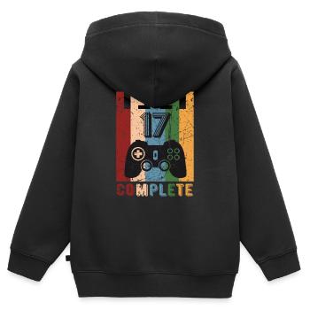 Level 17 Complete 17. Geburtstag 17 Jahre alt 2004 - Kinder Premium Organic Zip Hoodie - Schwarz - Hinten - AI Model Kid Male (0cm)