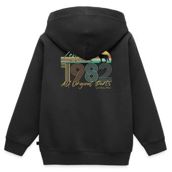 Vintage 1982 Légende Idée de cadeau - Sweat Premium à capuche zippé enfant bio - noir - Dos - AI Model Kid Male (0cm)