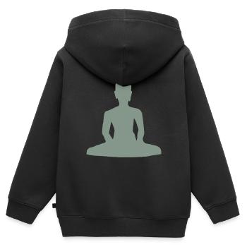 litte buddha - Sweat Premium à capuche zippé enfant bio - noir - Dos - AI Model Kid Male (0cm)