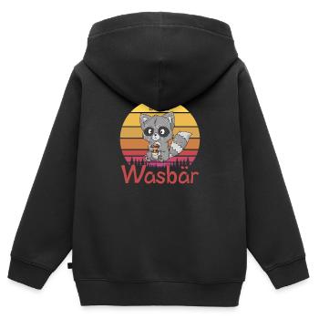 Waschbär ist konfus, irritiert, also ein Wasbär - Kinder Premium Organic Zip Hoodie - Schwarz - Hinten - AI Model Kid Male (0cm)
