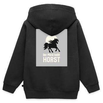 Der Pferd heißt Horst - Kinder Premium Organic Zip Hoodie - Schwarz - Hinten - AI Model Kid Male (0cm)