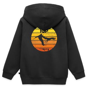 Rétro IGP Vintage IGP Design - Sweat Premium à capuche zippé enfant bio - noir - Dos - AI Model Kid Male (0cm)