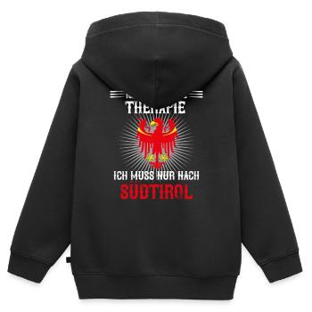 Ich brauche keine Therapie ich muss nach Südtirol - Kinder Premium Organic Zip Hoodie - Schwarz - Hinten - AI Model Kid Male (0cm)