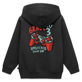 Klasse 3 Freigeschalteter Spieler zurück in die Schule 3. Klasse - Kinder Premium Organic Zip Hoodie - Schwarz - Hinten - AI Model Kid Male (0cm)