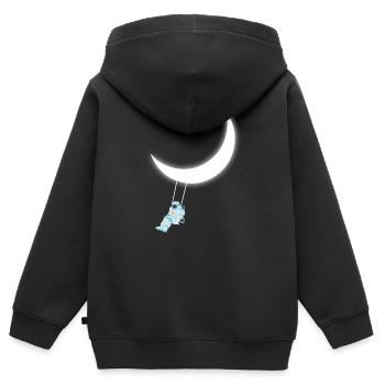 Astronaute swing lune - Sweat Premium à capuche zippé enfant bio - noir - Dos - AI Model Kid Male (0cm)