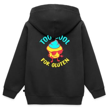 Too Cool For Gluten - Gluten-free saying - Kids Premium Organic Zip-up Hoodie - black - Back - AI Model Kid Male (0cm)