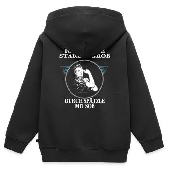 Ich wurde groß durch Spätzle mit Soß - Kinder Premium Organic Zip Hoodie - Schwarz - Hinten - AI Model Kid Male (0cm)