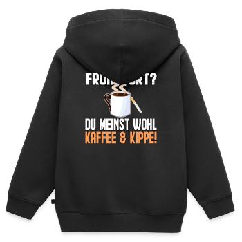 Kaffe und Kippe - Kinder Premium Organic Zip Hoodie - Schwarz - Hinten - AI Model Kid Male (0cm)