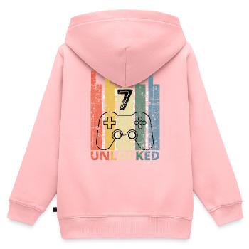 Level 7 freigeschaltet - Kinder Premium Organic Zip Hoodie - Rosa - Hinten - AI Model Kid Female (0cm)