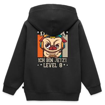 Gamer Geburtstag Level 8 Jahre Junge Geschenk - Kinder Premium Organic Zip Hoodie - Schwarz - Hinten - AI Model Kid Male (0cm)