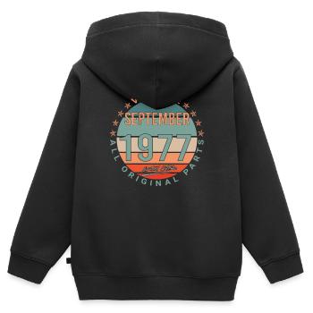 September 1977 Vintage Geschenkidee - Kinder Premium Organic Zip Hoodie - Schwarz - Hinten - AI Model Kid Male (0cm)