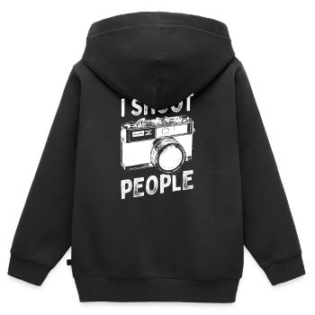 Photography Pun I Shoot People Vintage Camera - Kinder Premium Organic Zip Hoodie - Schwarz - Hinten - AI Model Kid Male (0cm)