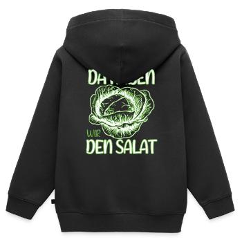 Da haben wir den Salat - Kinder Premium Organic Zip Hoodie - Schwarz - Hinten - AI Model Kid Male (0cm)