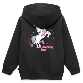 Zitate von Einhörnern Einhörnerzeit - Kinder Premium Organic Zip Hoodie - Schwarz - Hinten - AI Model Kid Male (0cm)