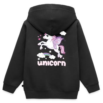 Citations de licornes Licorne Licorne Licorne - Sweat Premium à capuche zippé enfant bio - noir - Dos - AI Model Kid Male (0cm)