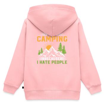 I love camping, because I hate people - Kinder Premium Organic Zip Hoodie - Rosa - Hinten - AI Model Kid Female (0cm)