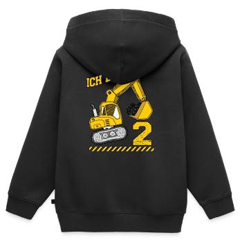 Bagger Geburtstagsshirt 2 Jahre Junge Geburtstag - Kinder Premium Organic Zip Hoodie - Schwarz - Hinten - AI Model Kid Male (0cm)